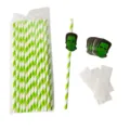 Halloween green white striped paper straws with cute Frankenstein monster party decorations set. - Halloween Frankenstein Style