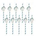Pajitas de papel decorativas unicornio set de 10, coloridas rayadas fiesta detalle vista - Estilo Ensamblado de Unicornio / Rayas Azul Bicolor