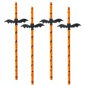 Halloween party paper drinking straws with black bat decoration spooky drink accessories 4pcs - Small Black Bat Style / 25 Pieces/Pack / Small Black Bat Style