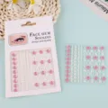 Pink pearl and rhinestone face gem stickers, shiny eye makeup stickers for festival stage. - Pearl Round Zircon / Pink