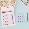 3D pearl and purple rhinestone face and nail art stickers set, sparkling decorative gems. - Pearl Round Zircon / Purple