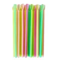 Detailed shot of colorful plastic spoon straws, multi-color mix, dual-use design for drinks. - Pack of 100 Pieces