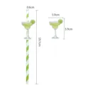 Green striped paper straw with cocktail glass decoration party supply dimension diagram. - Large Goblet with Fruit Green Stripes
