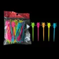 Pineapple shape plastic fruit fork detail view showing colorful disposable picks and packaging. - Pineapple / 30 Pieces/Pack / Colorful