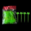 Green plastic palm tree fruit picks, disposable cocktail toothpicks for party cake decoration. - Coconut Tree Shape / 30 Pieces/Pack / Green