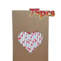 Red heart pattern paper drinking straws in kraft gift box 75pcs pack for romantic wedding party - Red Heart 75 Pcs / Paper Straw