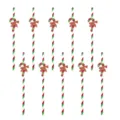 Christmas paper drinking straws detail view, festive candy cane cartoon design for party drinks. - Christmas Cane (Pre-glued 10 Pcs)