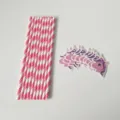 Pajitas de papel unicornio variante, pajitas de rayas rosas con bonitos recortes para fiestas. - Estilo Punto de Pegamento de Unicornio / Rayas Rosa Fucsia