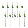 Close-up of festive paper drinking straws featuring cute Christmas tree decorations. - Small Christmas Tree (With Glue Dots 10 Pcs)