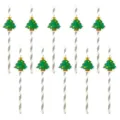 Christmas tree paper straws for holiday party decoration, disposable eco-friendly drinking straws. - Large Christmas Tree (With Glue Dots 10 Pcs)