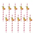 Weihnachtssocke Papiertrinkhalme Detail, rot-weiß gestreift umweltfreundliche Partytrinkhalme. - Weihnachtsstrumpf (Mit Klebepunkten 10 Stk.)