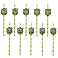 10pcs Easter Bunny Decorative Paper Straws Green White Striped Eco-friendly Party Drink Straws - Easter Bunny Straws (10pcs)