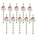 Weihnachten Pappstrohhalme mit niedlichem Weihnachtsmann für Party Getränke Dekoration. - Weihnachtsmann (Mit Klebepunkten 10 Stk.)