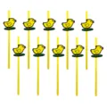 Set of 10 yellow polka dot paper drinking straws featuring cute yellow duck decorations for party. - Easter Chick Straws (10pcs)