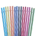 Herbruikbare harde PP gestreepte rietje met ring 27cm voor hoge bekerdranken en bekers - 27cm Met Ring / Effen Kleur Schroefdraadring Gemengde Kleur 12Stk+1Borstel