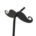 Close-up detail of the funny black mustache drinking straw, perfect for party decoration use. - Large Moustache / 10 Piece Set