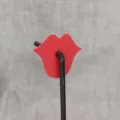 Close-up of creative red lips paper decoration on black plastic party drinking straw. - Heart / 10 Piece Set