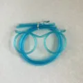 Blue creative DIY glasses drinking straw variant, fun novelty party straw for kids and fun. - Blue