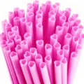 Pink heart-shaped plastic drinking straws, durable PP material, creative party drink accessories. - 10 Pcs Per Pack / Heart Shaped Straw / Pink