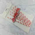 Detailed shot of disposable paper straws with cute watermelon decorations for drinks. - 6*197mm / Red Stripe + Red Watermelon