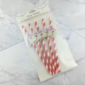 Disposable colorful unicorn party decorative juice and drink paper straw detail view - Red Stripes + Beige Unicorn