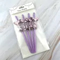 Pajitas de papel coloridas con diseño de cola de sirena de lentejuelas brillantes para fiesta. - 1 Pza 6x197mm / Morado Estampado en Oro + Cola de Sirena Morada