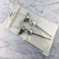 Detailed view of silver sequin mermaid tail paper straws, perfect for party and cake decor. - 6*197mm / Silver