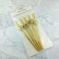 Gold paper straws with cute butterfly charms for party decoration, 5 pieces in clear pack. - 6*197mm / Pure Gold Stamping with Golden Butterfly
