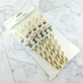 Christmas paper straws set with cute snowman cutouts and golden stripes for holiday party drinks. - Gold Stripe With Snowman