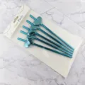 Turquoise metallic heart shaped drinking straws set with header card packaging for party decor. - 6*197mm / Pure Blue Straw + PU Blue Heart