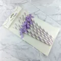 Disposable striped paper straws with purple bows, perfect for party cake decoration and events. - 6*197mm / Dark Purple Stripe + Dark Purple Bowknot Fabric