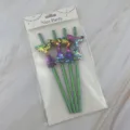 Pajitas de papel con cola de sirena de lentejuelas coloridas para decoracion fiesta 4u - 1 Pza 6x197mm / Verde Perlado + Cola de Sirena Colorida
