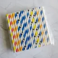 Disposable assorted color paper straws detail view, perfect for juice and milk tea. - 100 Pcs/Pack / 10x197mm Random Mixed