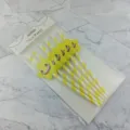 Disposable biodegradable paper straws with cute smiling star decor for party drinks use. - 6*197mm / Yellow Stripe & Smile Star