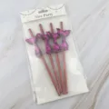 Set de pajitas de papel con cola de sirena de lentejuelas rosas para decoración de fiestas. - 1 Pza 6x197mm / Rojo Estampado en Oro + Cola de Sirena Rojo Rosa