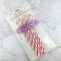 Pink striped paper straws with glitter lips decor, perfect for party drinks and cake. - 6*197mm / Rose Red Stripe + Purple Lip