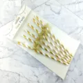 Gold and white striped paper straws with sparkly bow tie decorations for party cake decor details. - 6*197mm / Gold Stripe + Gold Bowknot Fabric
