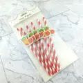 Christmas paper straws set with cute cartoon stocking decorations for holiday party drinks - Red Stripe With Orange Sock