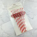 Valentine's Day party red white paper drinking straws with heart decor packaging set. - 6*197mm / Red Stripes + Five-Layer Heart