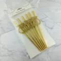 Detail view of gold glitter paper drinking straws with diamond ring design for party decoration. - 6*197mm / Pure Gold + Ring