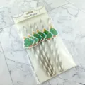Christmas paper straws with cute tree decor, striped design, perfect for holiday party drinks. - Gray Stripe With Large Christmas Tree