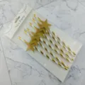 Biodegradable paper straws with gold glitter stars, perfect for birthday party drink decorations. - 6*197mm / Gold Stripe & Gold Star