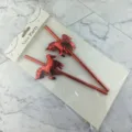 Red sequin party paper straws detail view, perfect for birthday cake decoration and celebration supplies. - 6*197mm / Red