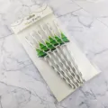 Christmas decorative paper straws set with festive tree cards for holiday party drinks use. - Silver Foil Stripe With Christmas Tree