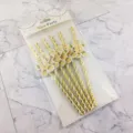 Christmas paper straws set with cute gingerbread man decorations for holiday party and drinks. - Double Thin Gold Stripes With Doll