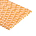 Reusable orange white striped plastic drinking straw detail view, thickened hard tube design. - Orange