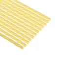 Detailed close-up of yellow and white striped plastic straws with threaded rings, durable and reusable. - Yellow