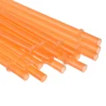 Gedetailleerd uitzicht van herbruikbare harde plastic PP rietje, oranje met ringgrip. - Oranje 12 Stuks + 1 Borstel
