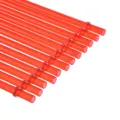 Close-up detail of reusable red glitter hard plastic drinking straws with retaining ring. - Silver Powder Ring 23cm / Red 12 Pcs + 1 Brush