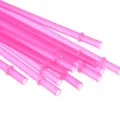 Roze herbruikbare plastic drinkrietjes detailweergave, verlengde PP rietjes met handige ring. - Roze 12 Stuks + 1 Borstel